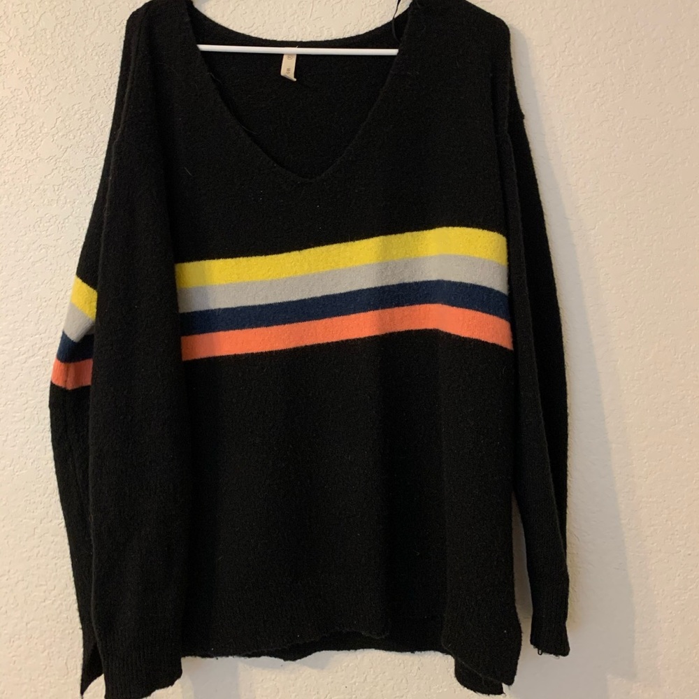 Sweater with stripes.